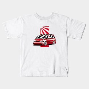 Red Estima Previa Classic JDM Legend Kids T-Shirt